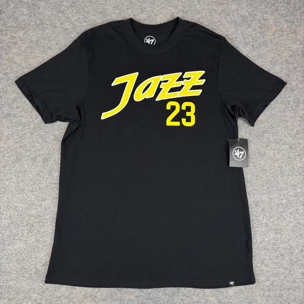 '47 Brand Utah Jazz Lauri Markkanen #23 T-Shirt Cotton Black Mens Medium M
